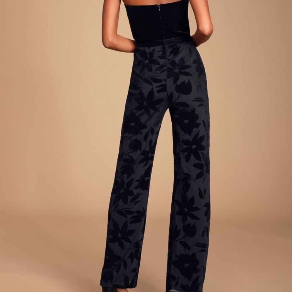 lulus black velvet jumpsuit